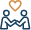 Icon of two people holding hands with heart between them