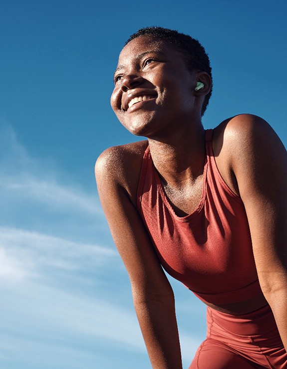 Lady smiles after exercising?