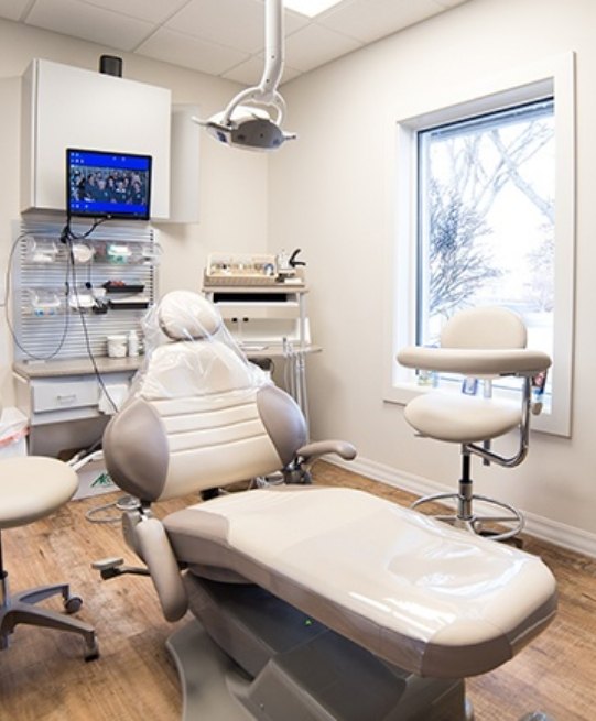 Dental treatment chair in Arlington Heights dental office