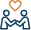 Icon of two people holding hands with a heart between them