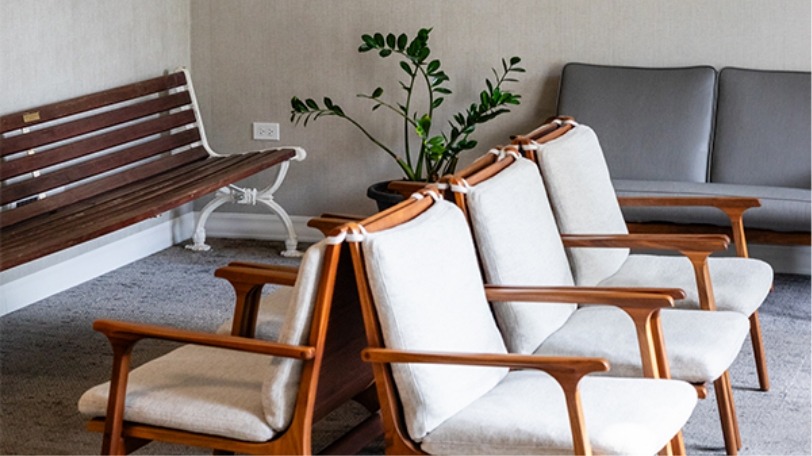 White chairs in waiting area