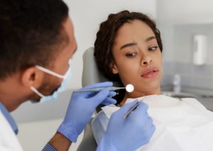 Woman with dental anxiety